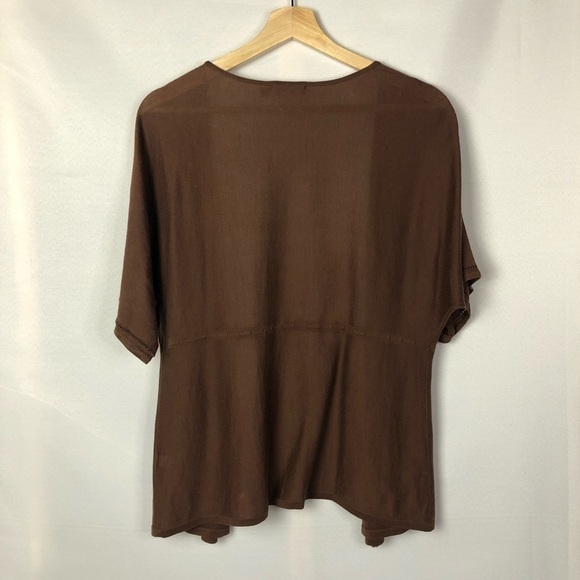 The Limited Brown Y2K Vintage Short Sleeve Clasp Front Cardigan Sweater M - Picture 3 of 5